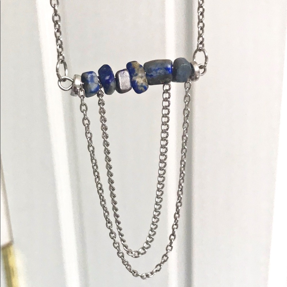 Sodalite crystal and chain necklace
